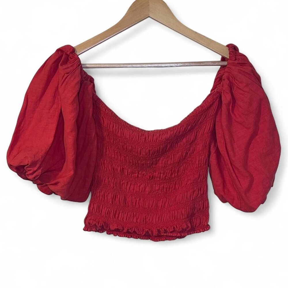 Young Fabulous & Broke Linen Blend ‘ Yacht Top’ ft. Puffed Sleeves